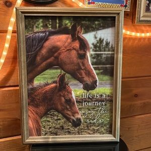 FRAMED HORSE PRINT says Life is a journey enjoy the ride